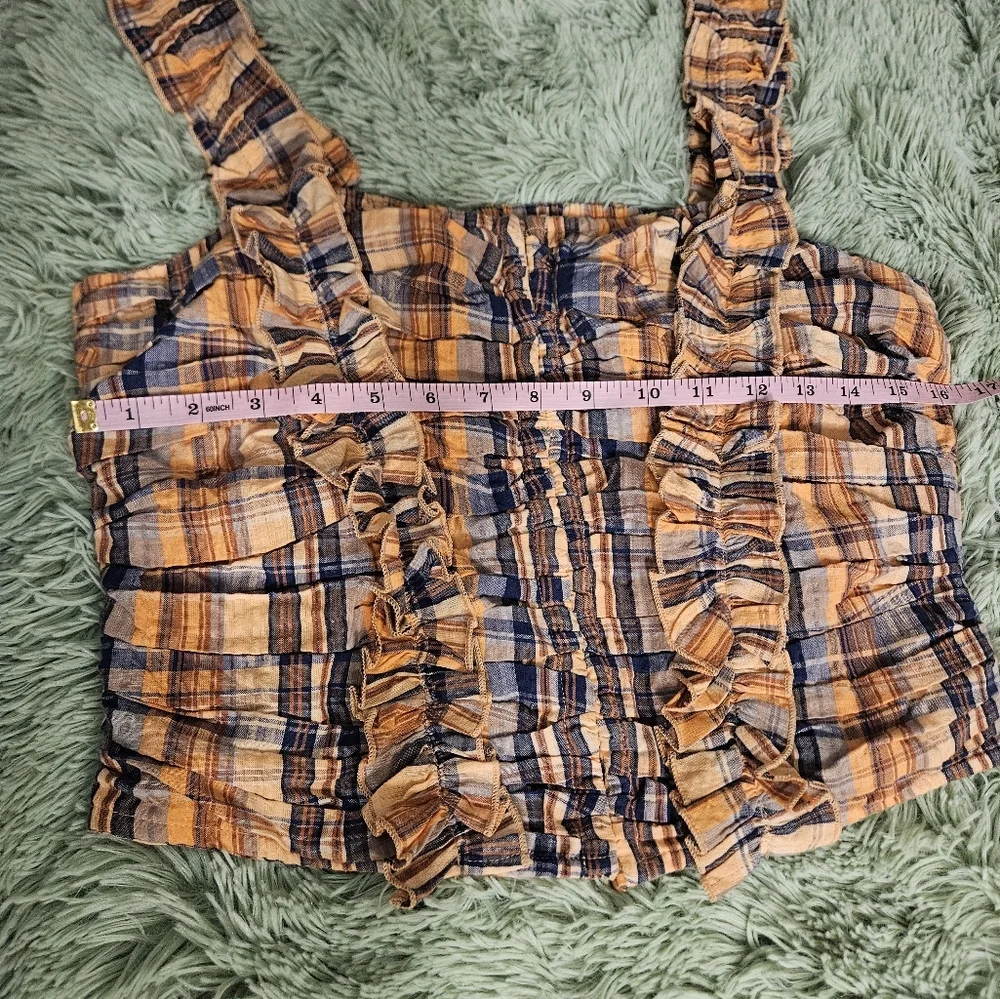 Anthropologie Verb By Pallave Singhee Ruffled Plaid Women Top Corset Size Am - Picture 5 of 7